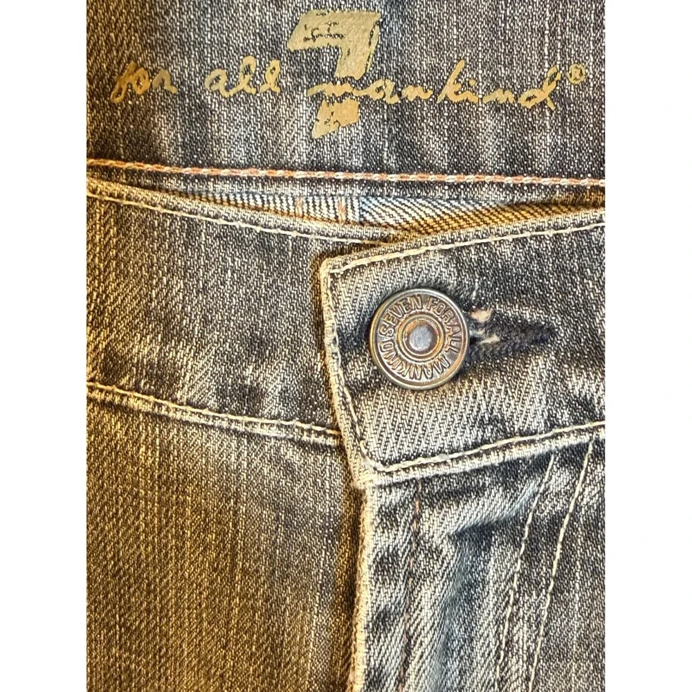 7 For All Mankind Lowrise Bootcut Jeans Grey Distressed Denim Size 31